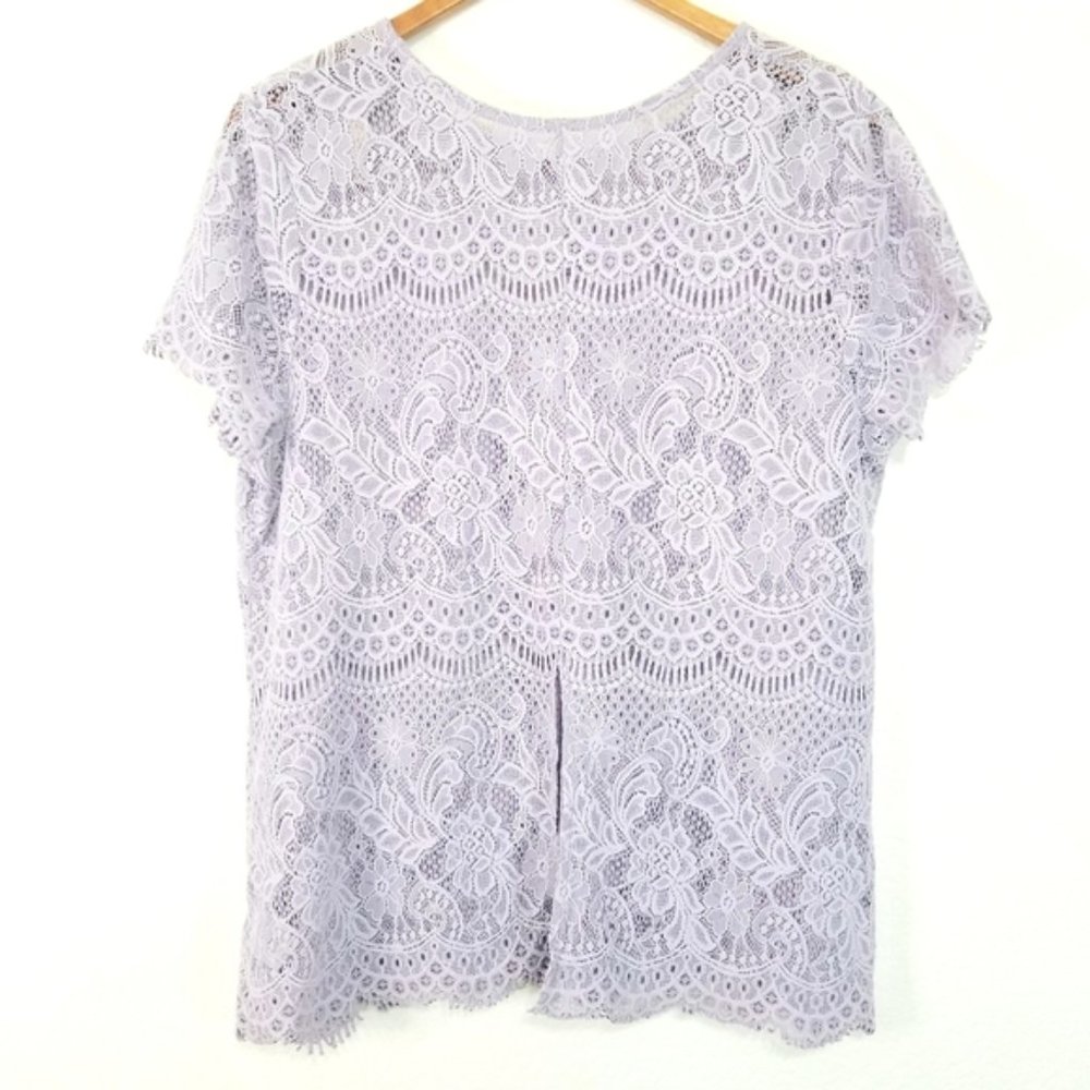 Maurices Purple Lace Short Sleeve Top - Picture 4 of 4